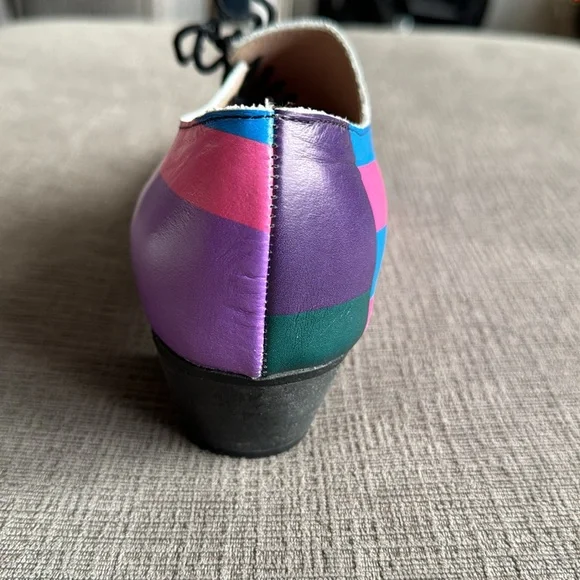 Handmade Colorful leather Lace-up Oxfords, size 39 - Picture 5 of 12